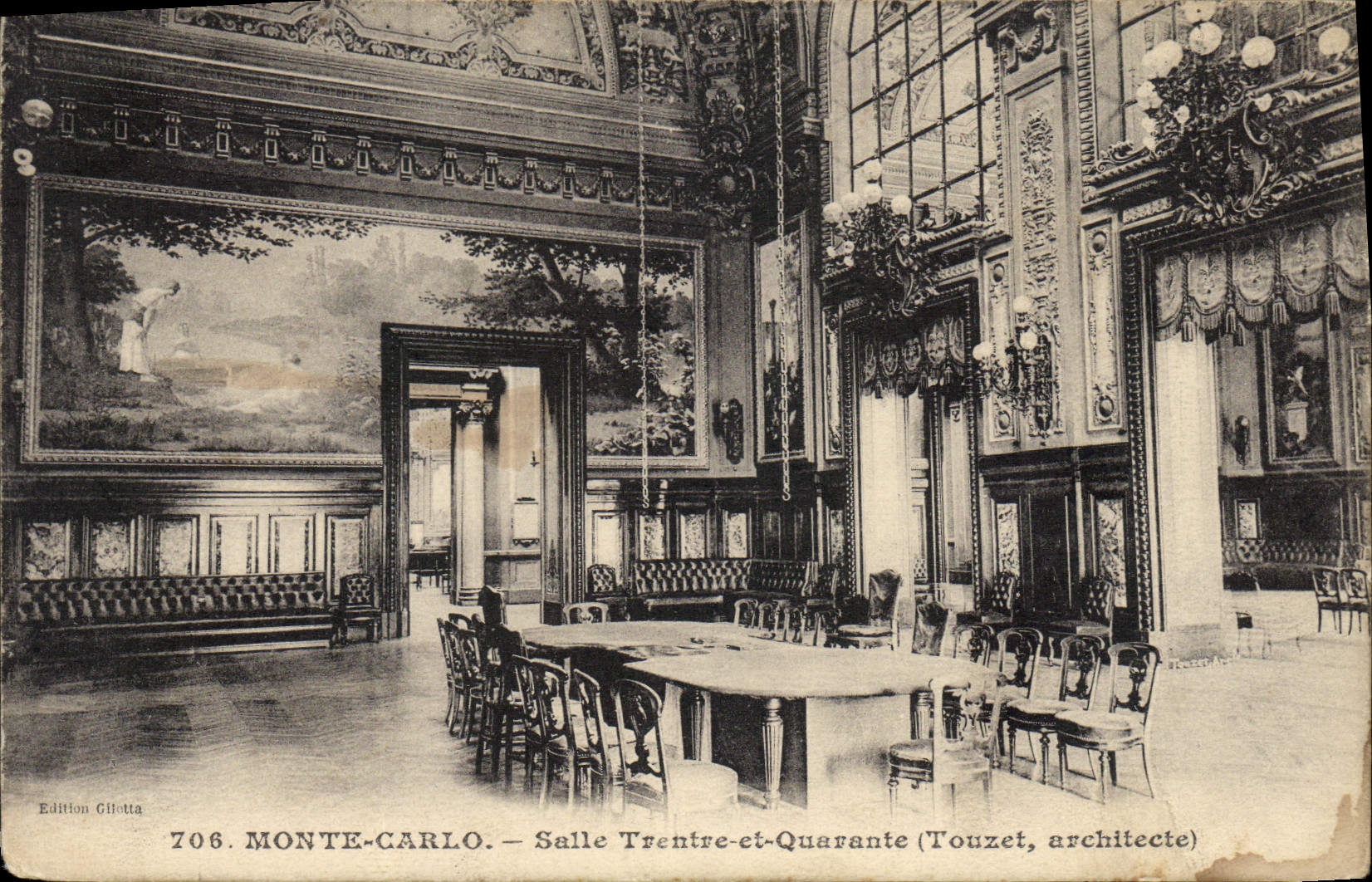 Vintage Postcard Casino Monte Carlo Room Thirty and Forty