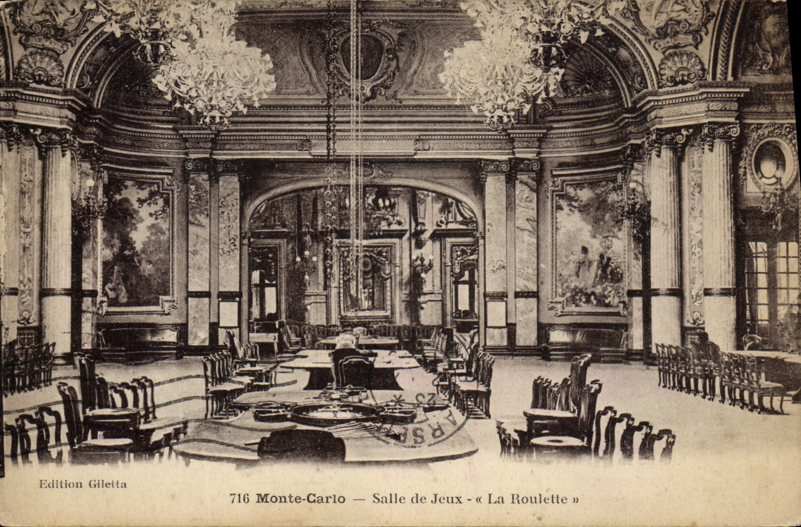 Vintage Postcard Monte Carlo Gaming room the caster