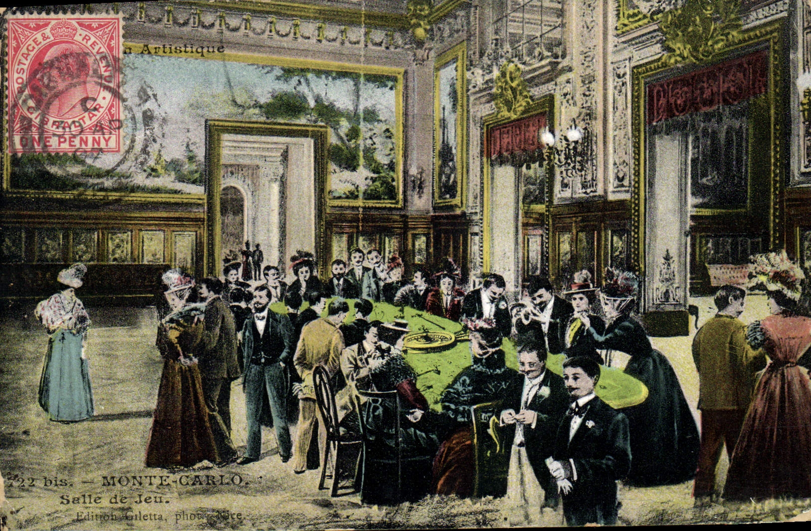 Vintage Postcard Monte Carlo Gaming room Casino of Monte Carlo Salle Schmitt Counts of caster
