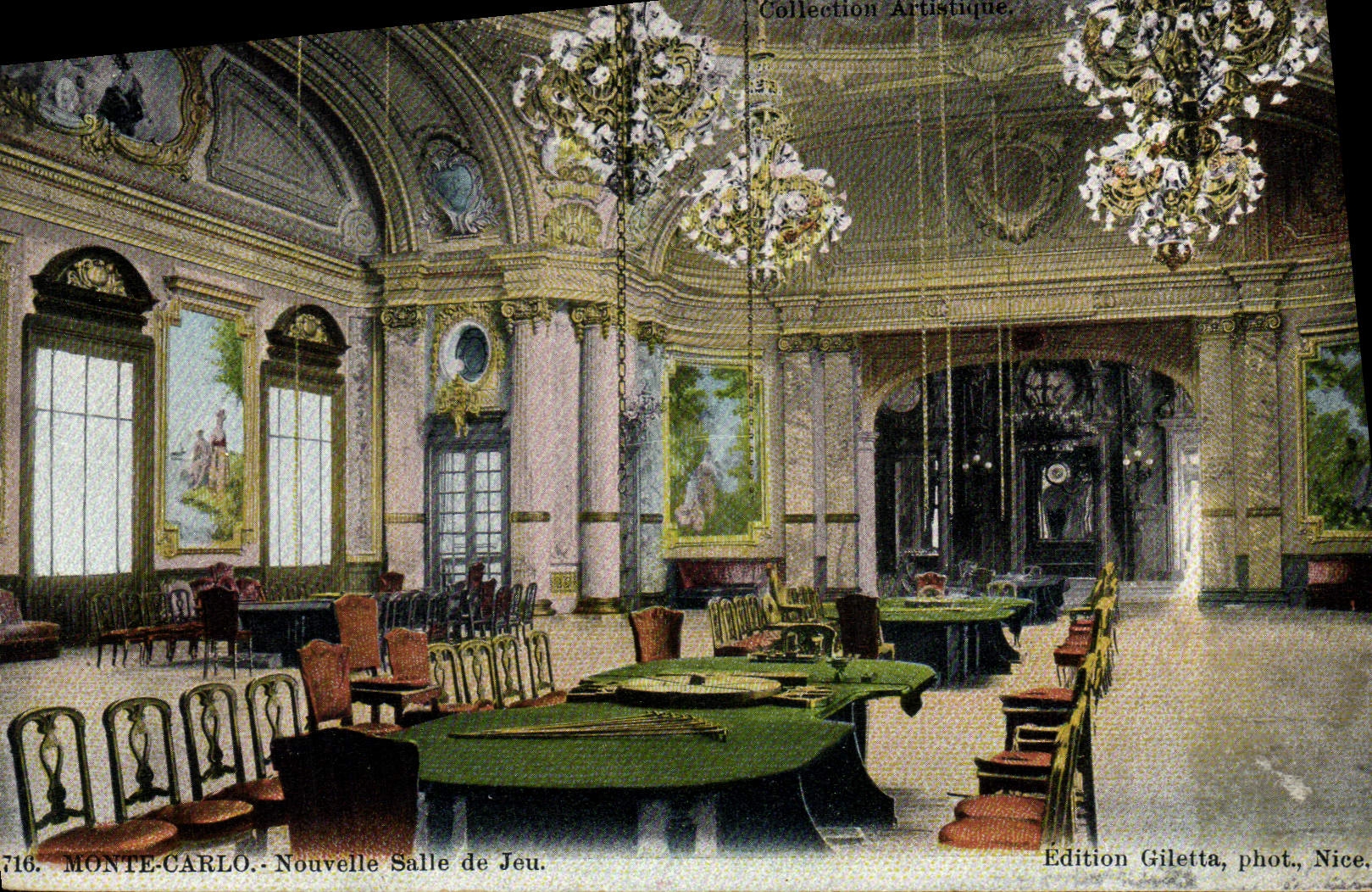 Vintage Postcard Monte Carlo Casino New gaming room