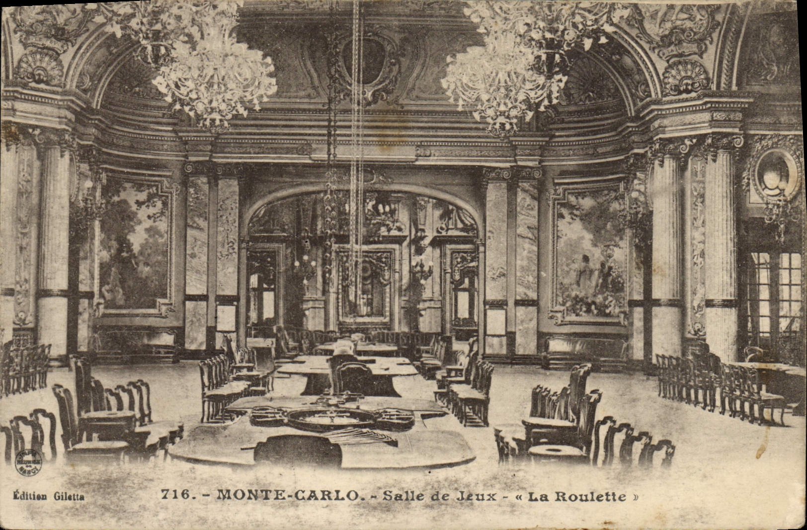 Vintage Postcard Casino Monte Carlo Gaming room the caster Monte Carlo Casino