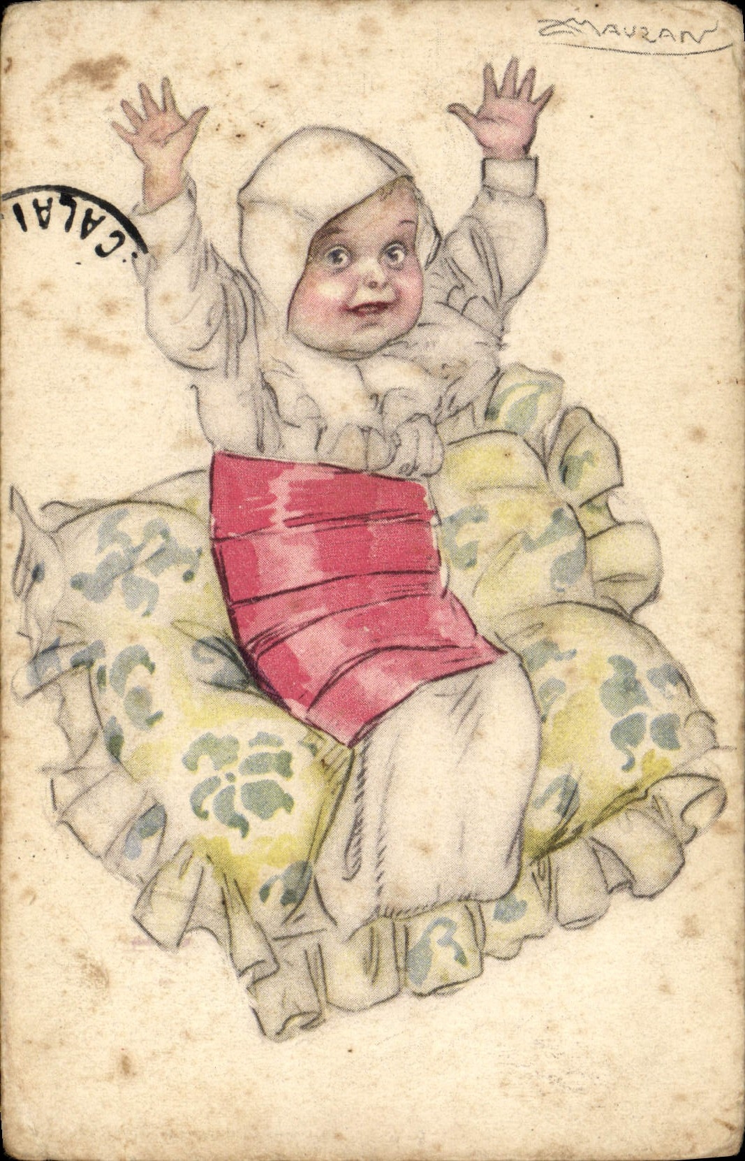 Vintage Postcard Fantasy Illustrator Mauzan Child Baby
