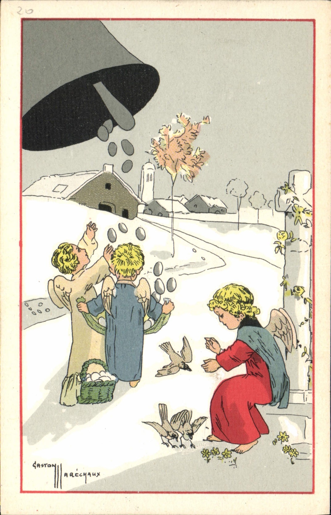 Vintage Postcard Fantasy Illustrator Marshals Angels