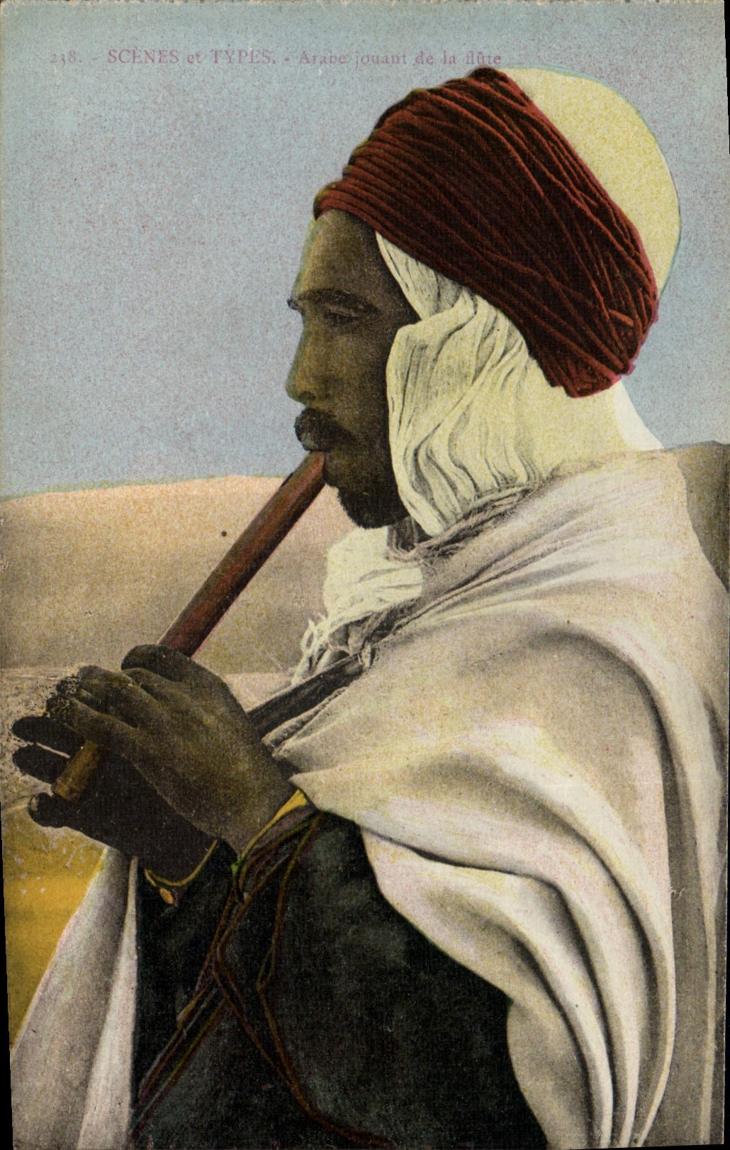 Arab Vintage Postcard Folklore playing of the flute