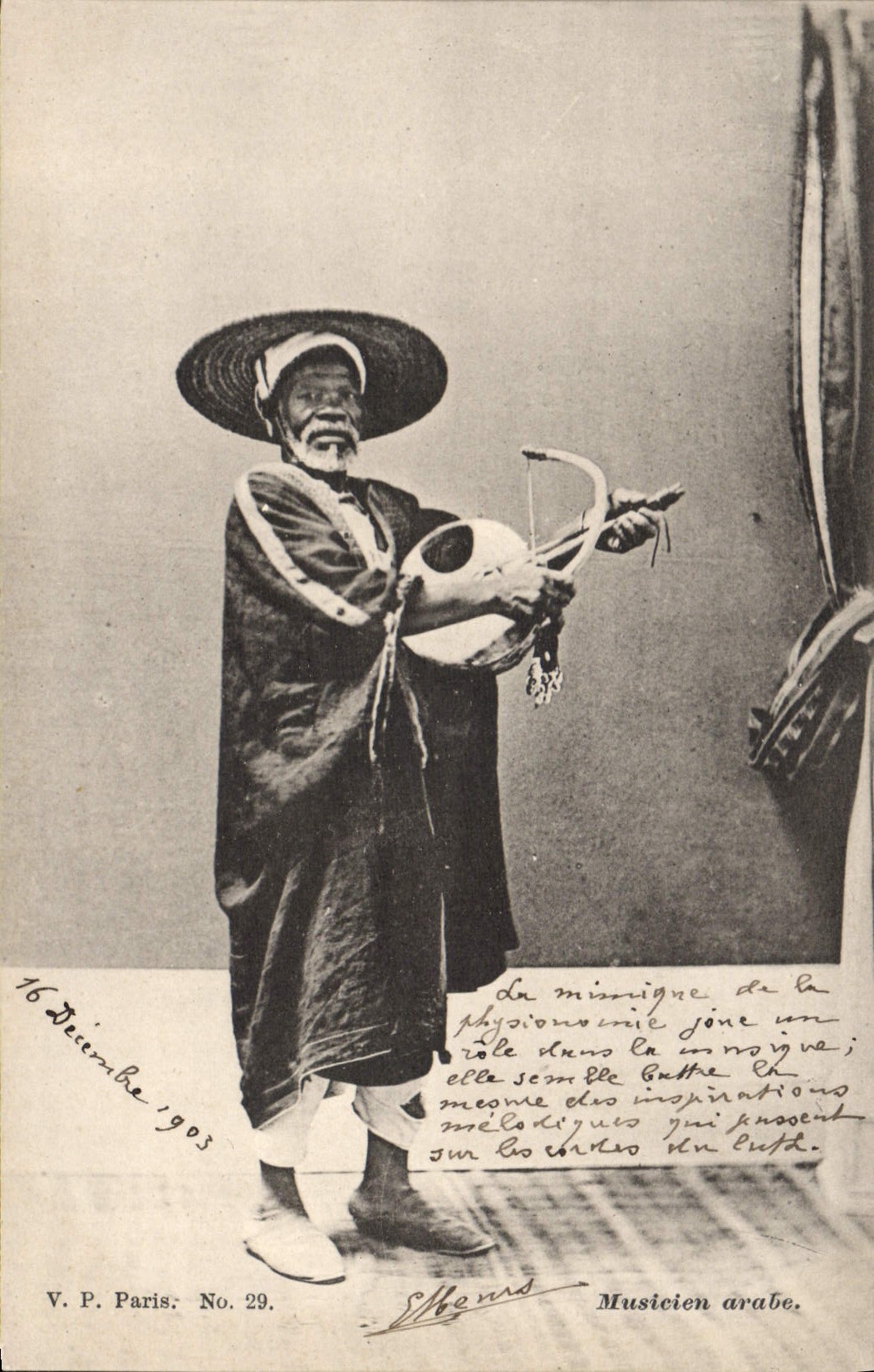 Vintage Postcard Arab Folklore Musician