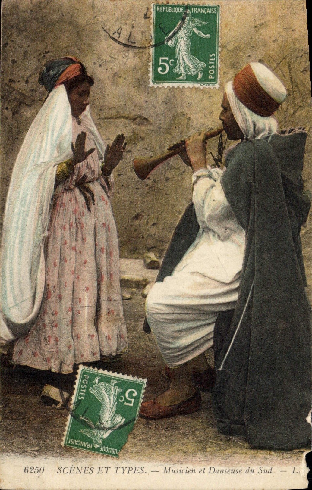 Vintage Postcard Folklore Musician and dancer of the South