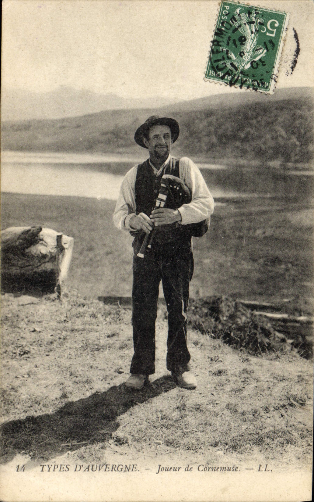 Vintage Postcard Folklore Bagpiper