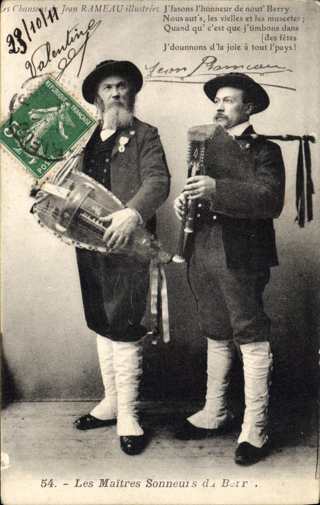 CPA Folklore Les chansons de Jean Rameau illustrees Les maitres sonneurs du Berry TOP 