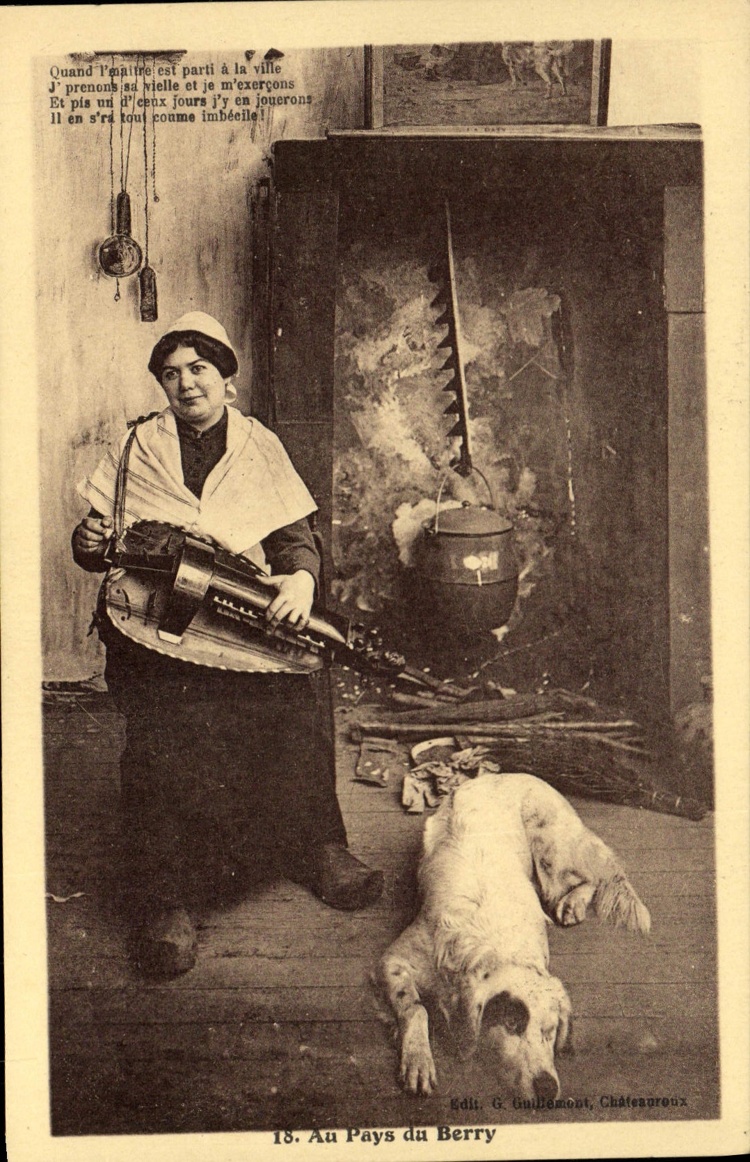 CPA Folklore Au pays du Berry Chien 