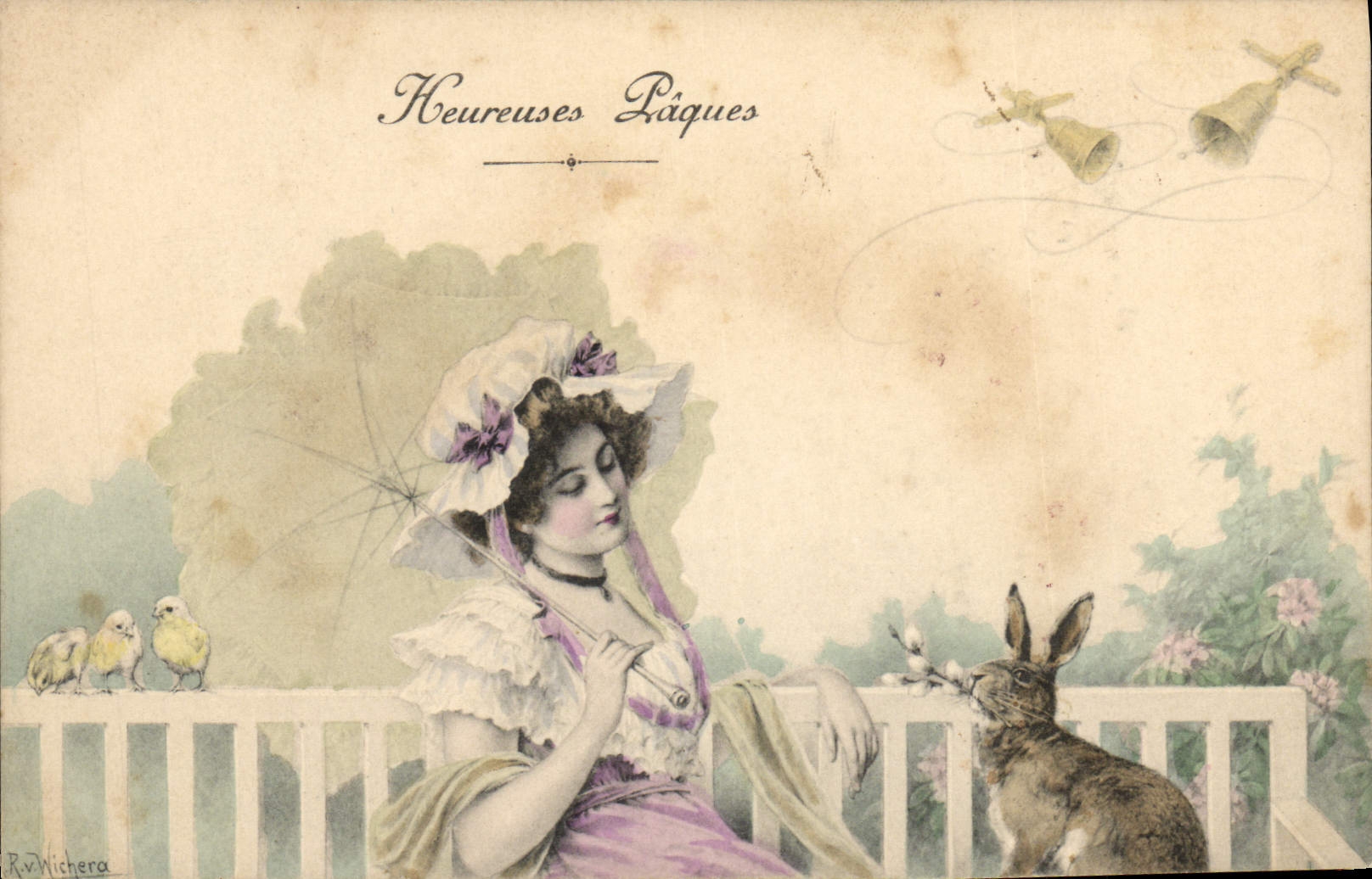 CPA Lapin Lapins Femme 