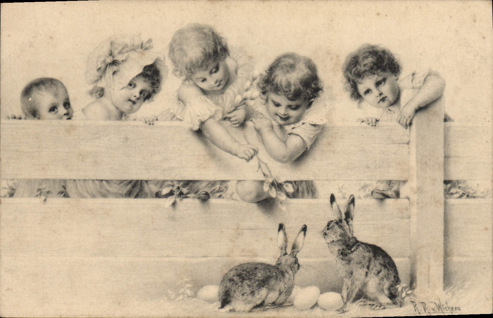 CPA Lapin Lapins Enfants 