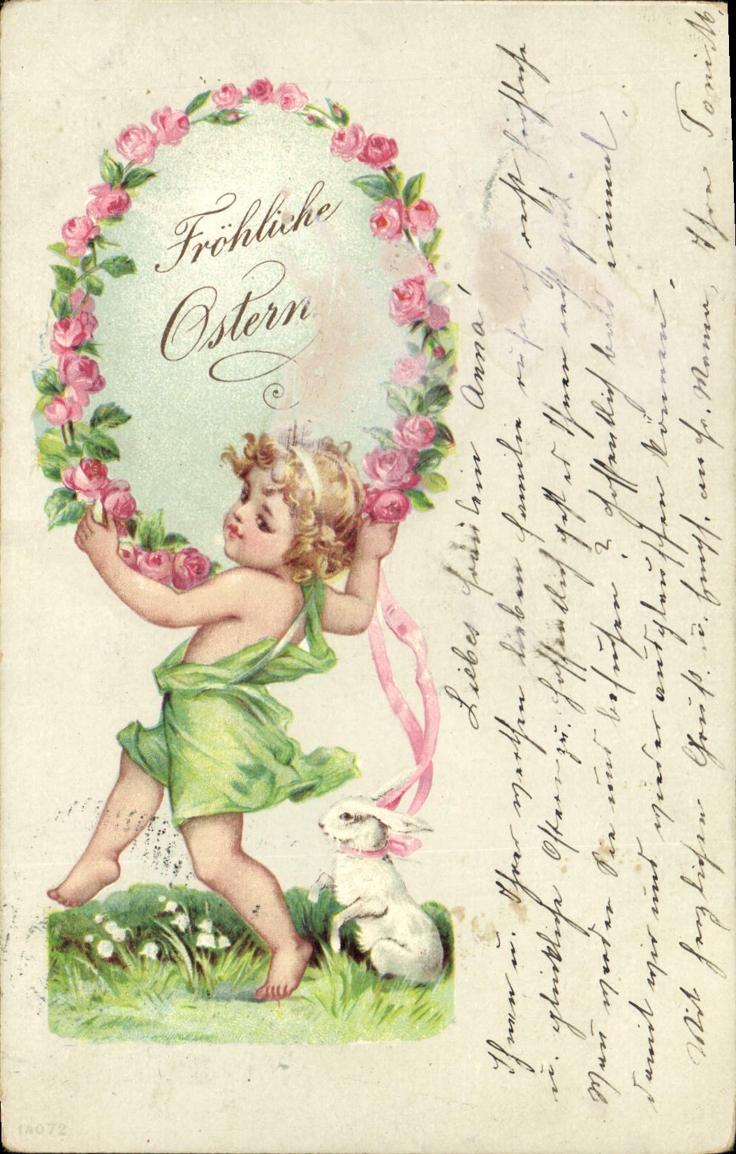 CPA Lapin Lapins Enfant Fleurs 