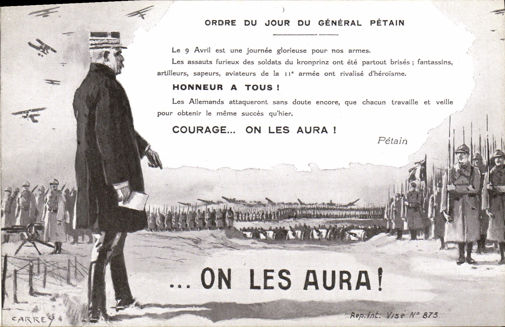 CPA Militaria Ordre du jour du general Petain On les aura !
