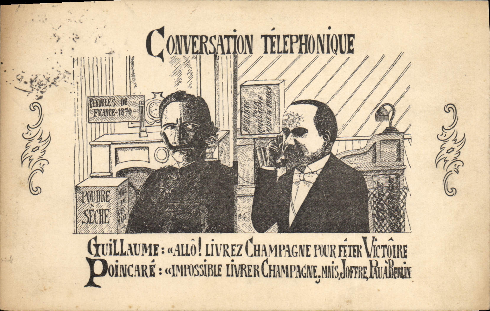 CPA Militaria Conversation telephonique Guillaume Poincare Telephone