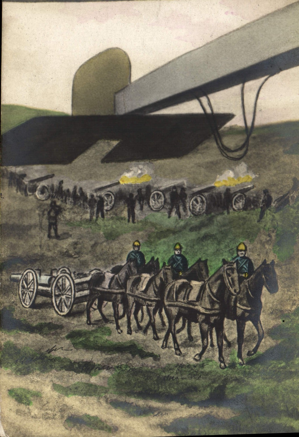 Vintage Postcard Militaria Plane Guns