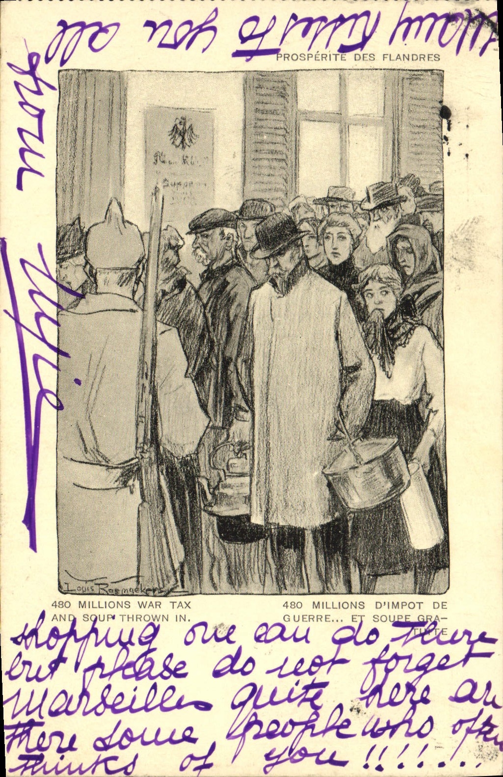 Vintage Postcard Militaria 400 million tax of war