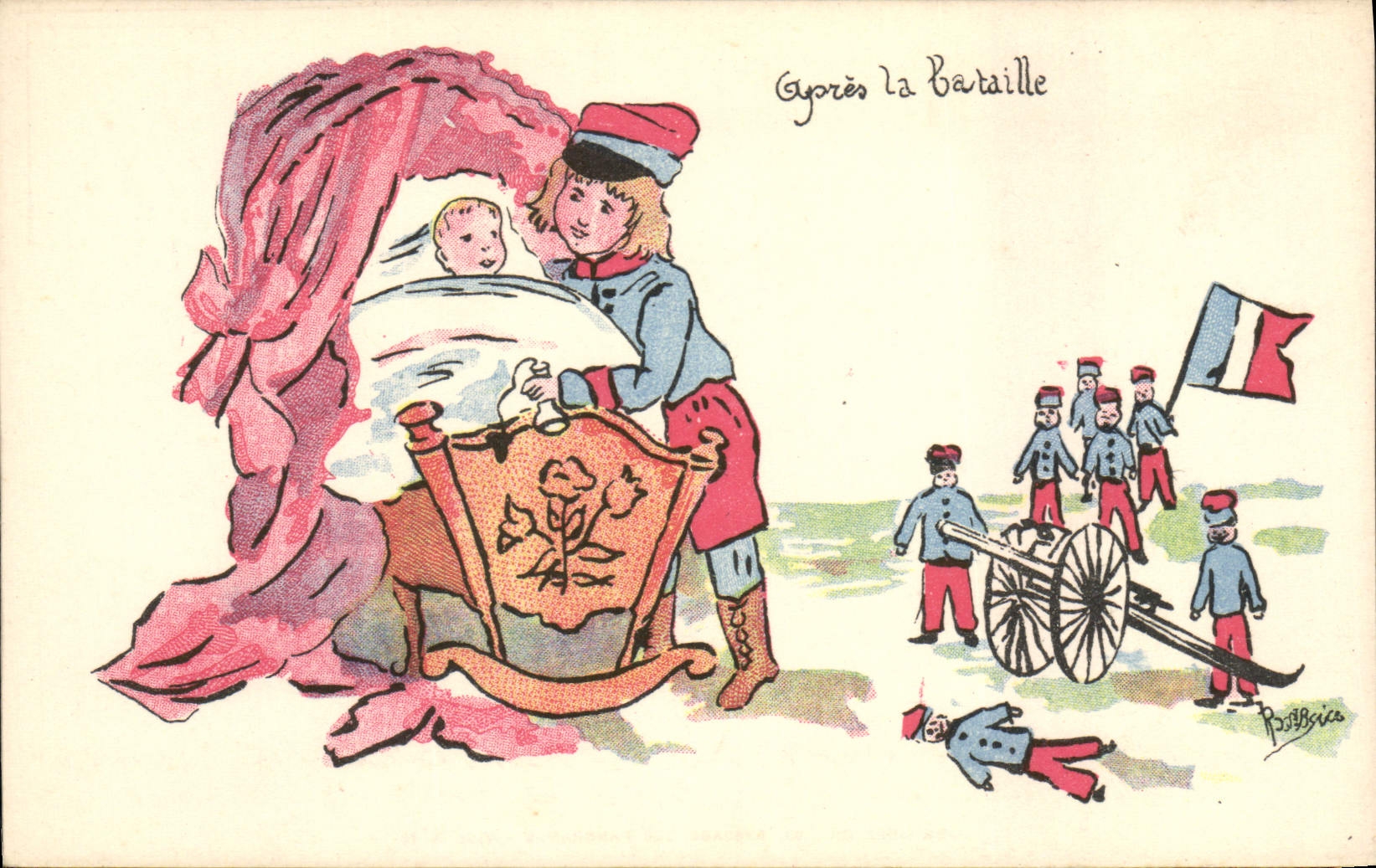 Vintage Postcard Militaria Orphanage of the armies After the battle