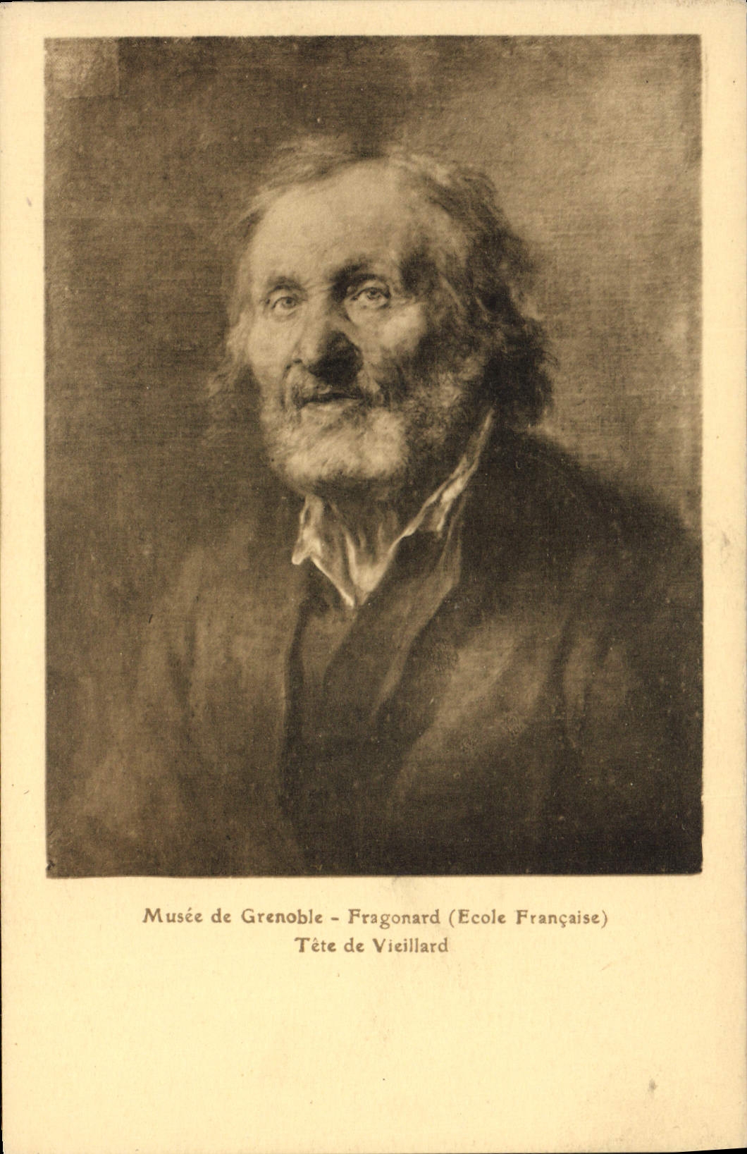 Postal Vagar de Grenoble Fragonard Cabeza de Anciano