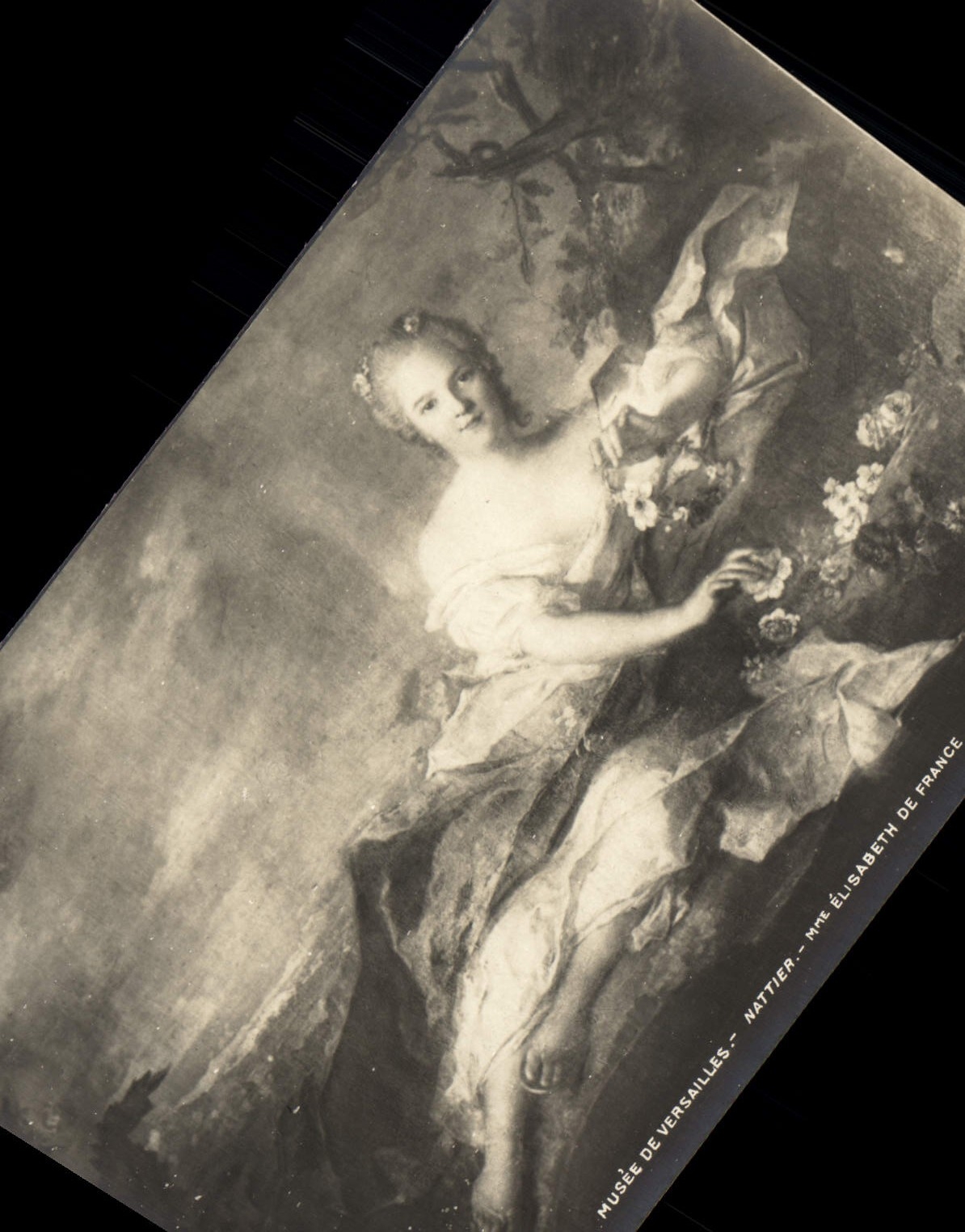Postal Vagar de Versalles Nattier la Sra. Elisabeth de Francia
