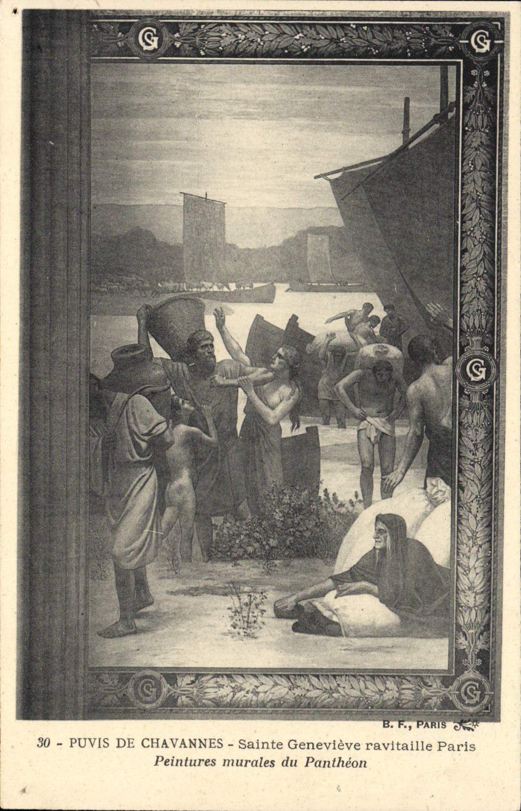 CPA Puvis de Chavannes Sainte Genevieve ravitaille Paris Peintures murales du Pantheon 