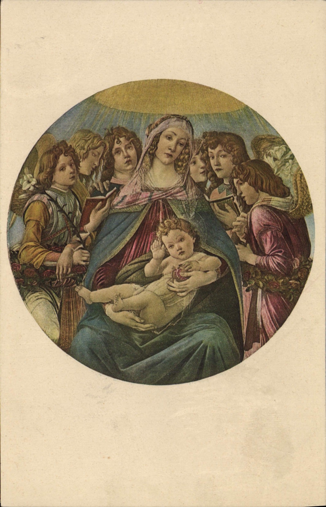 Vintage Postcard Madonna Della Melagrana Botticelli