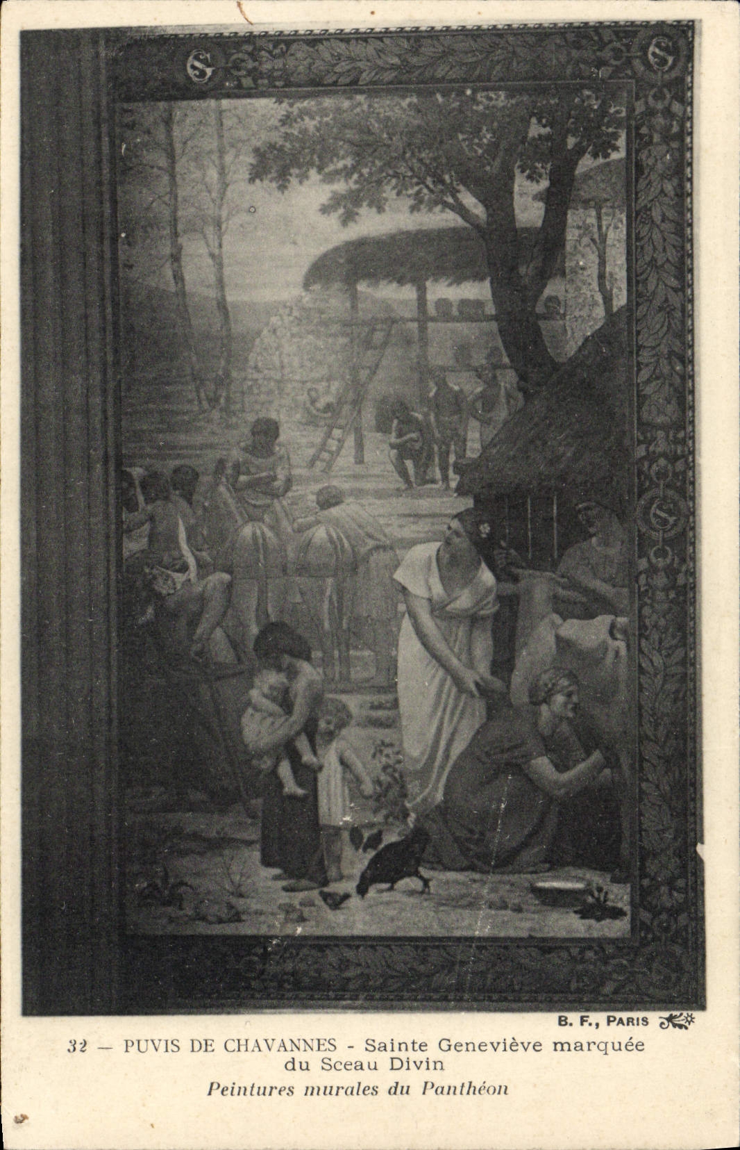 CPA Puvis de Chavannes Sainte Genevieve marquee du sceau divin Peintures murales du Pantheon 