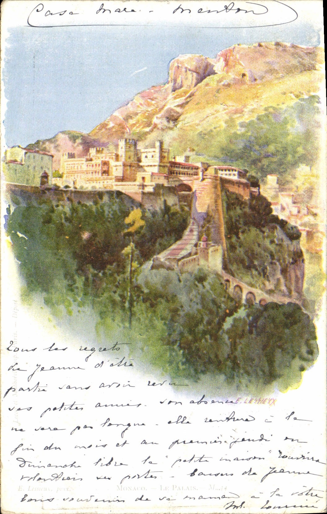 Vintage Postcard Fantasy Monaco Illustrator the palate