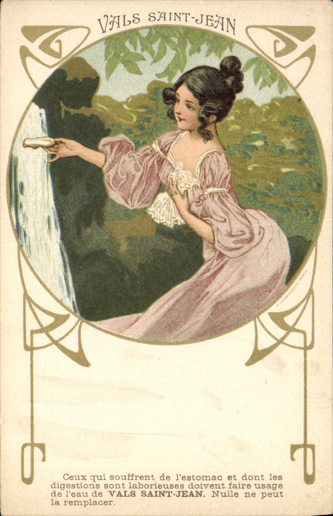 Vintage Postcard Fantasy Illustrator Woman Valleys Baths