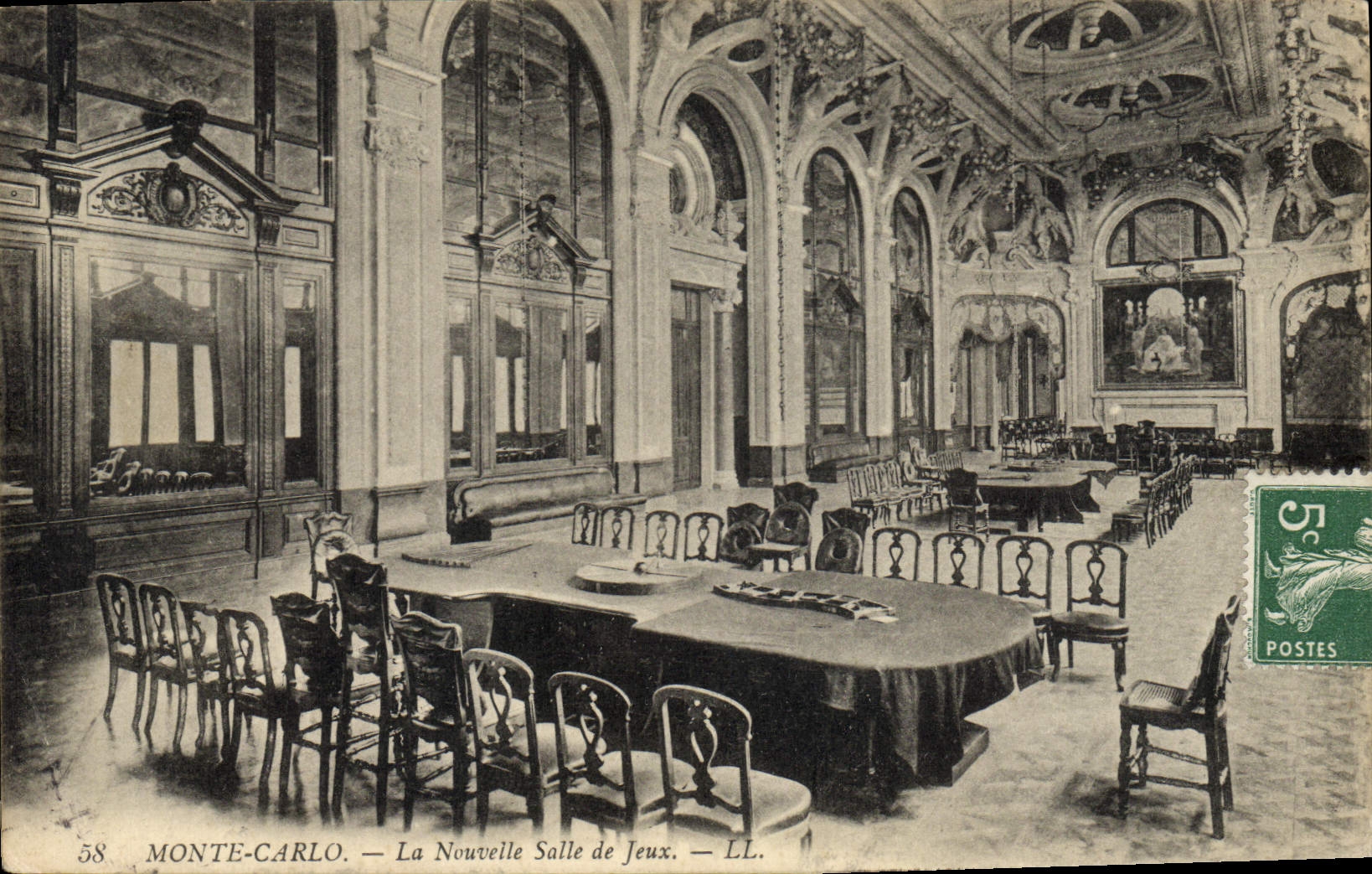 Vintage Postcard Monte Carlo Casino the new gaming room