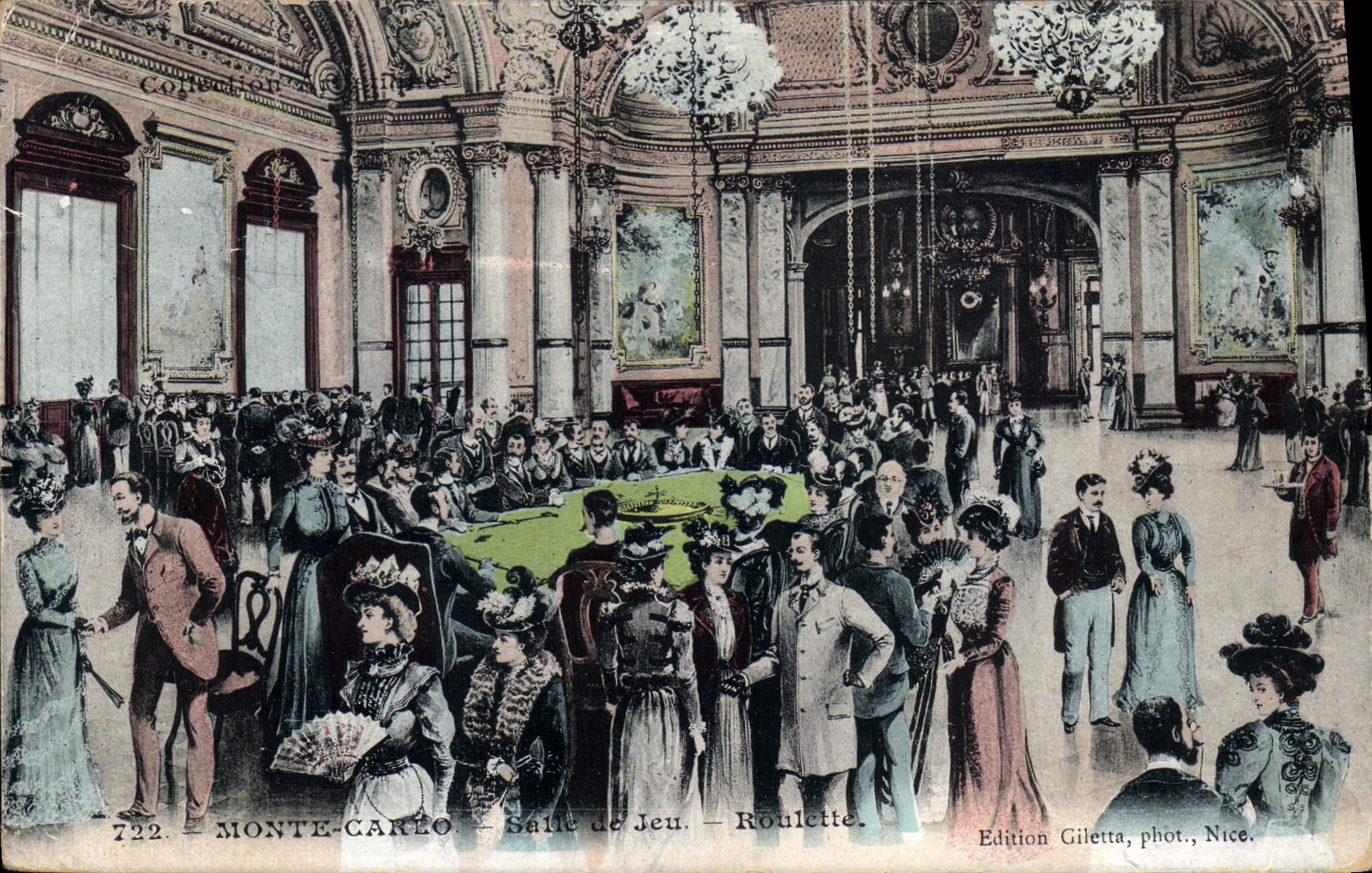 Vintage Postcard Casino Monte Carlo Gaming room Caster