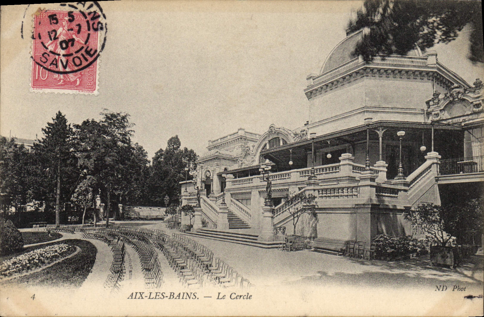 Vintage Postcard Aix Casino Baths the circle