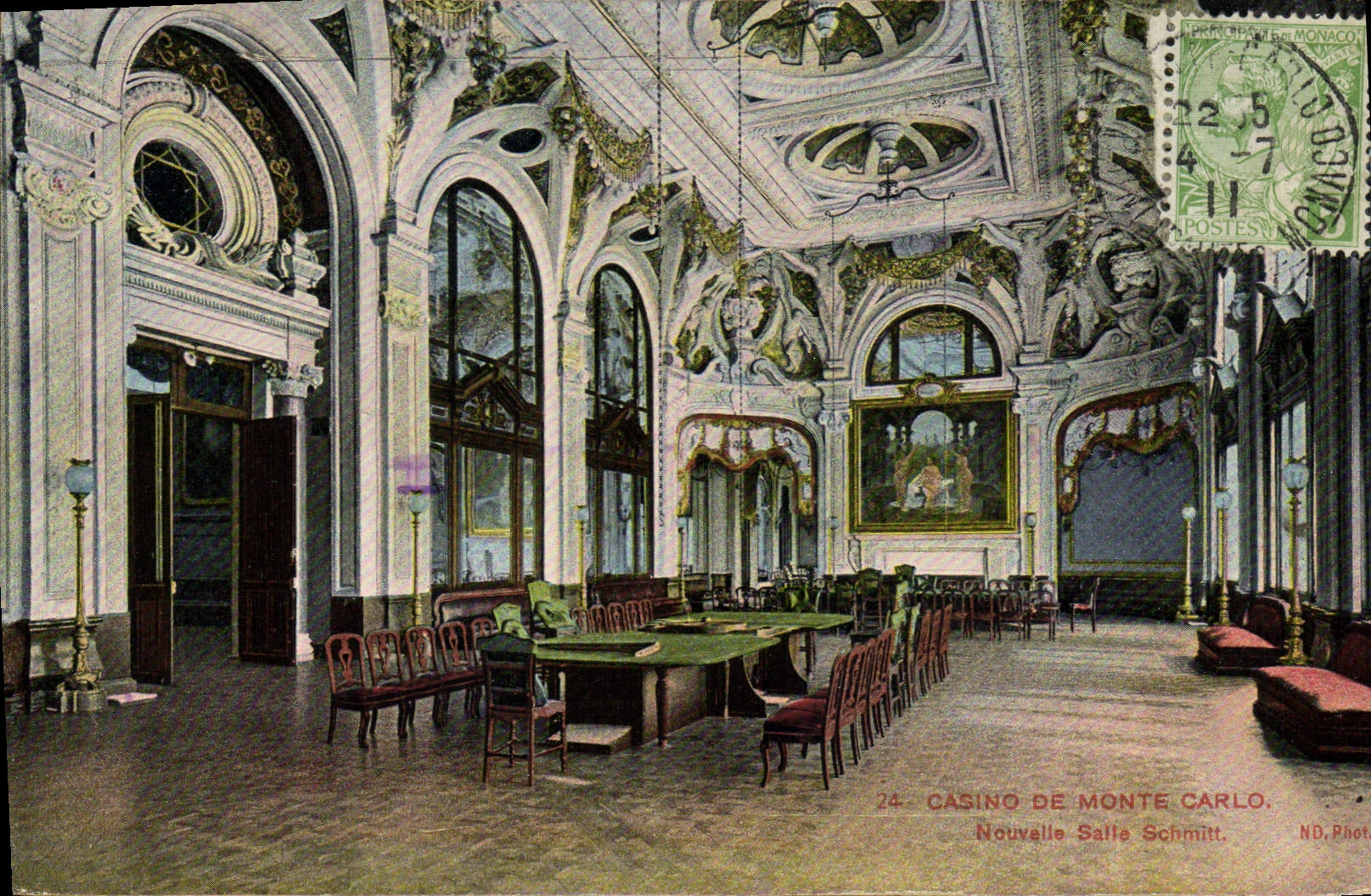 Vintage Postcard Monte Carlo Casino New room Schmitt