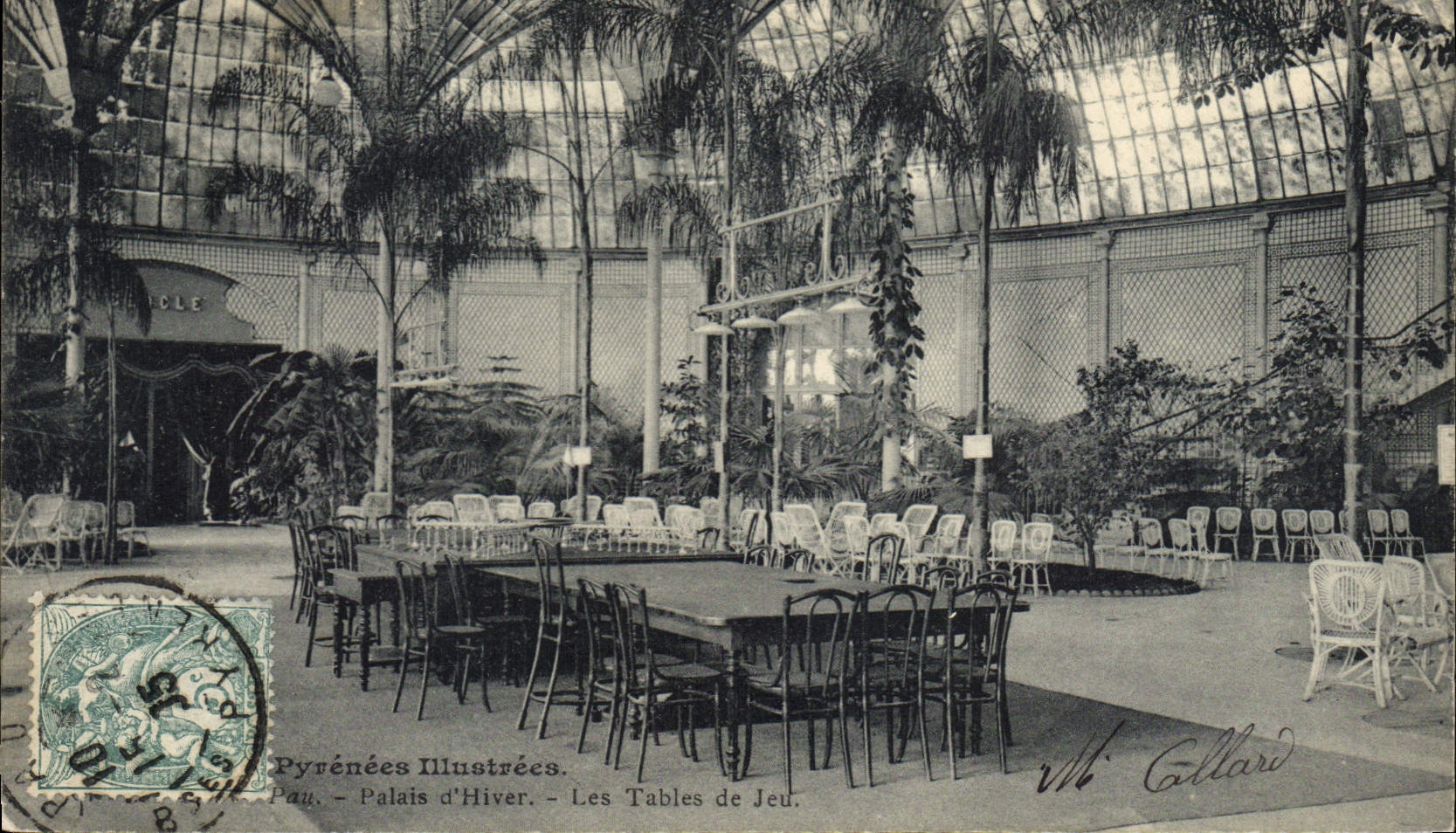 Vintage Postcard Casino Pau Palate of winter tables of play