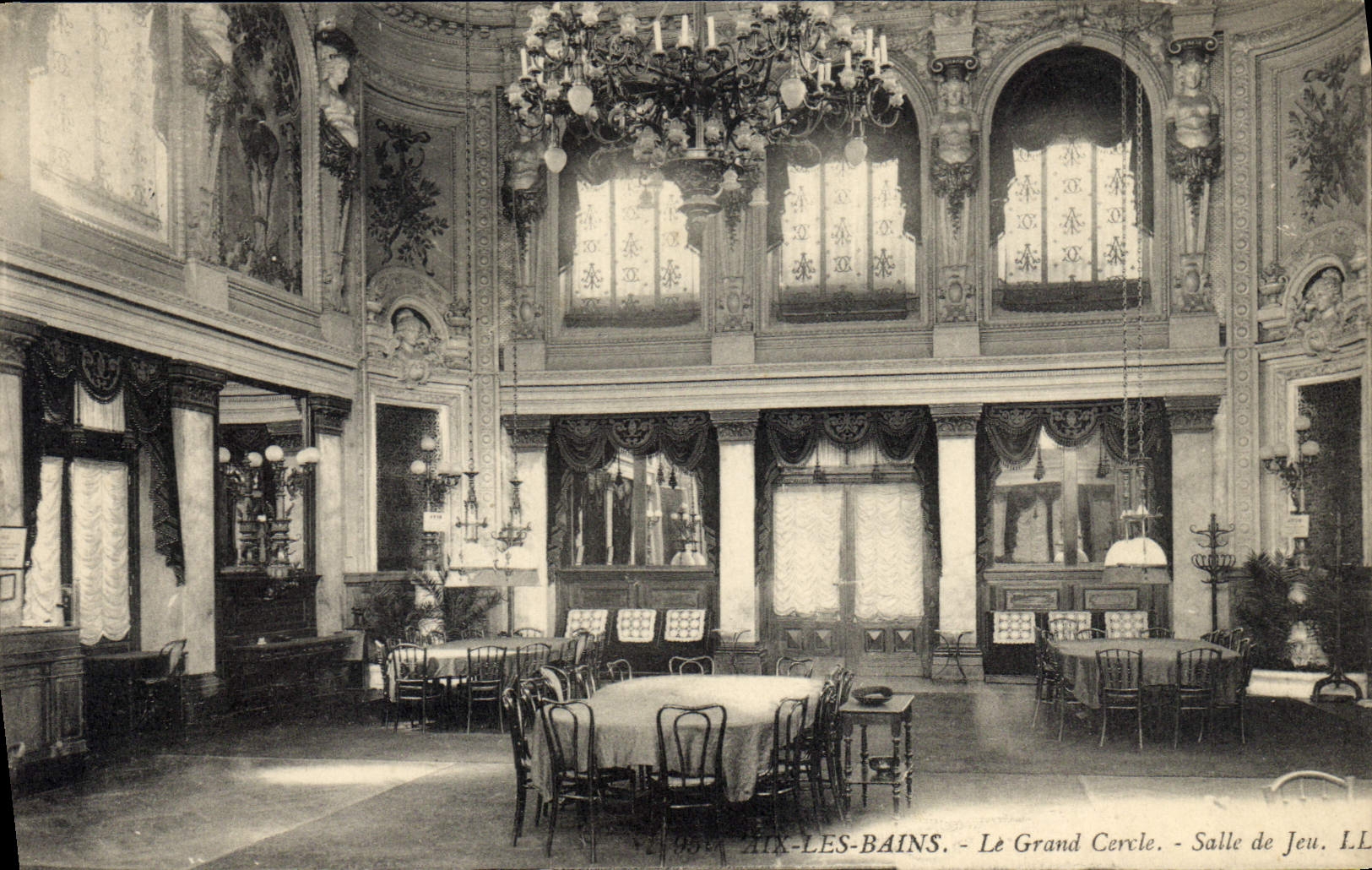 Vintage Postcard Aix Casino Baths the Large Circle Gaming room