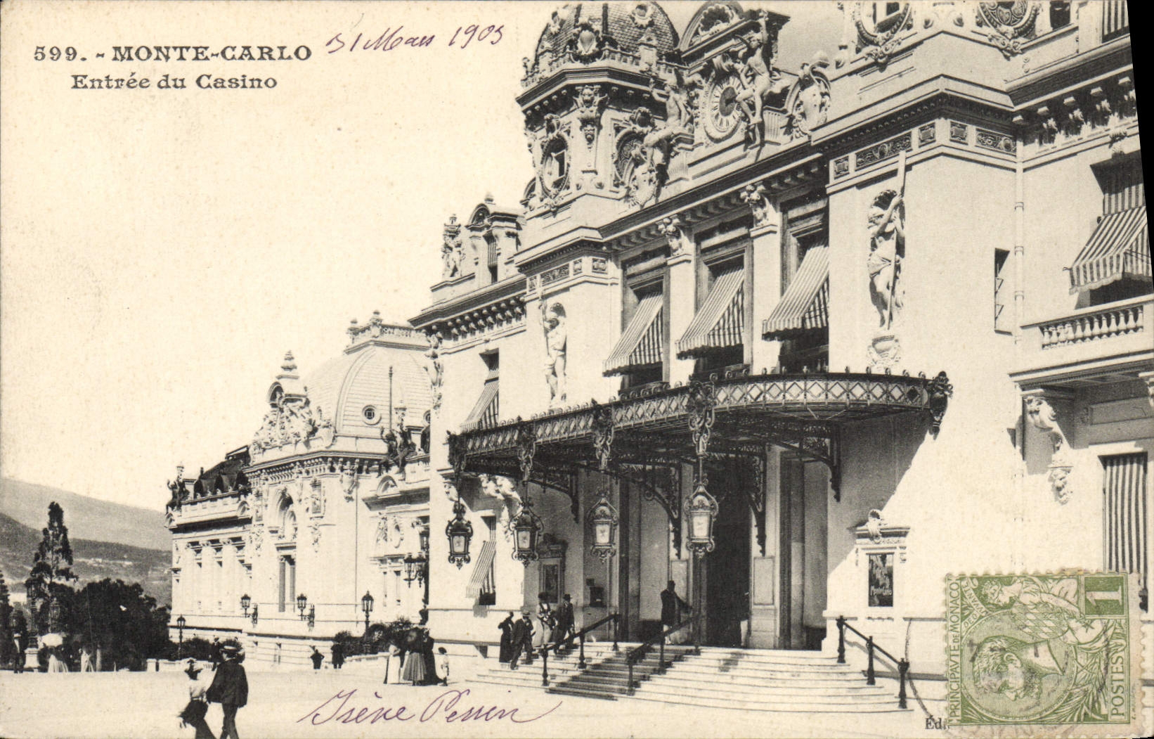 Vintage Postcard Monte Carlo Casino Entered of the casino