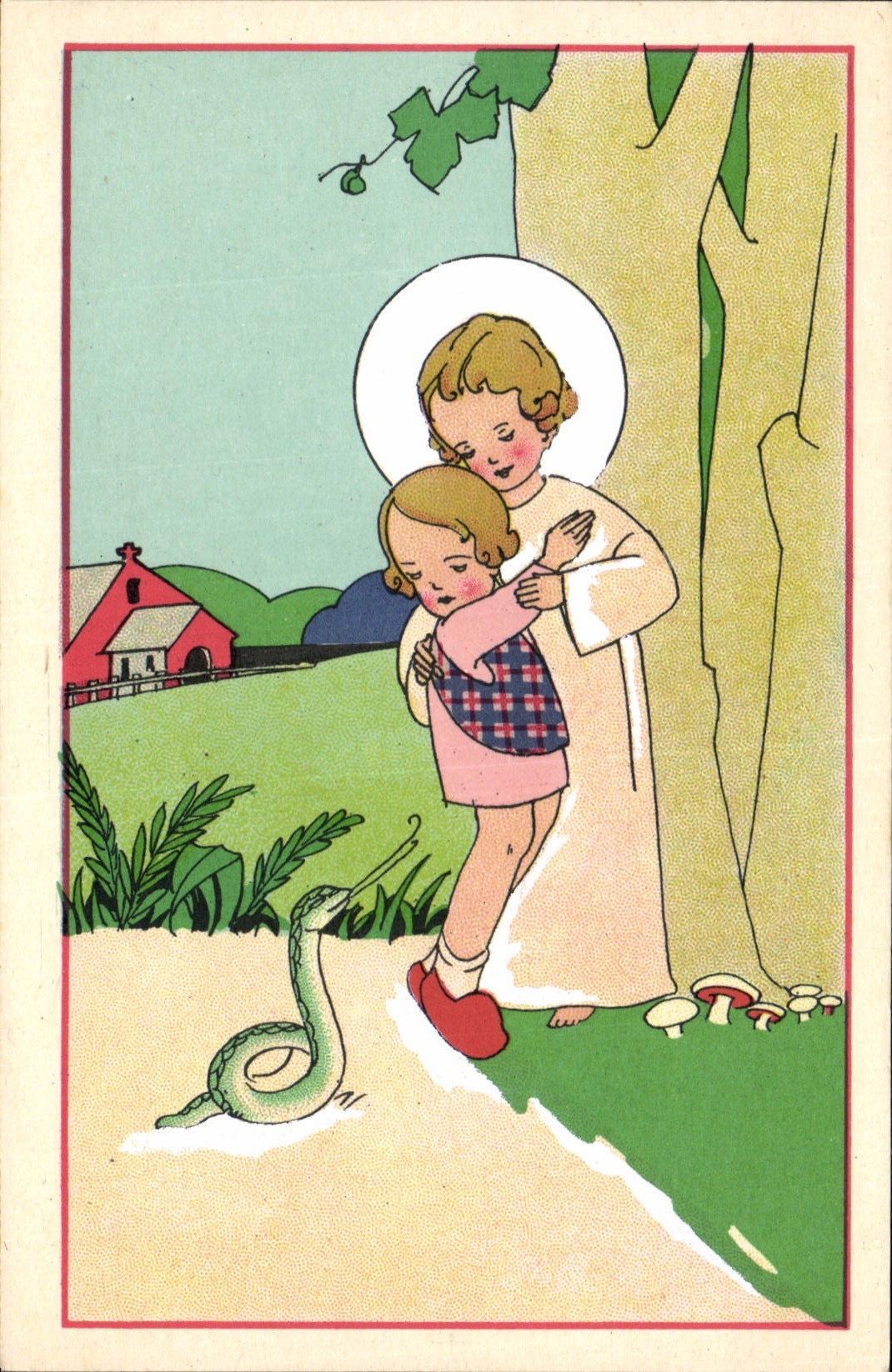 Vintage Postcard Fantasy Illustrator Marshals Angel Snake