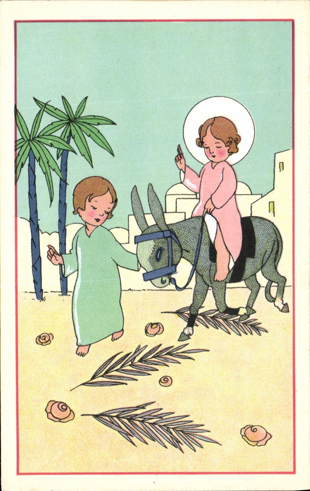 Vintage Postcard Fantasy Illustrator Marshals Angel Donkey Mule
