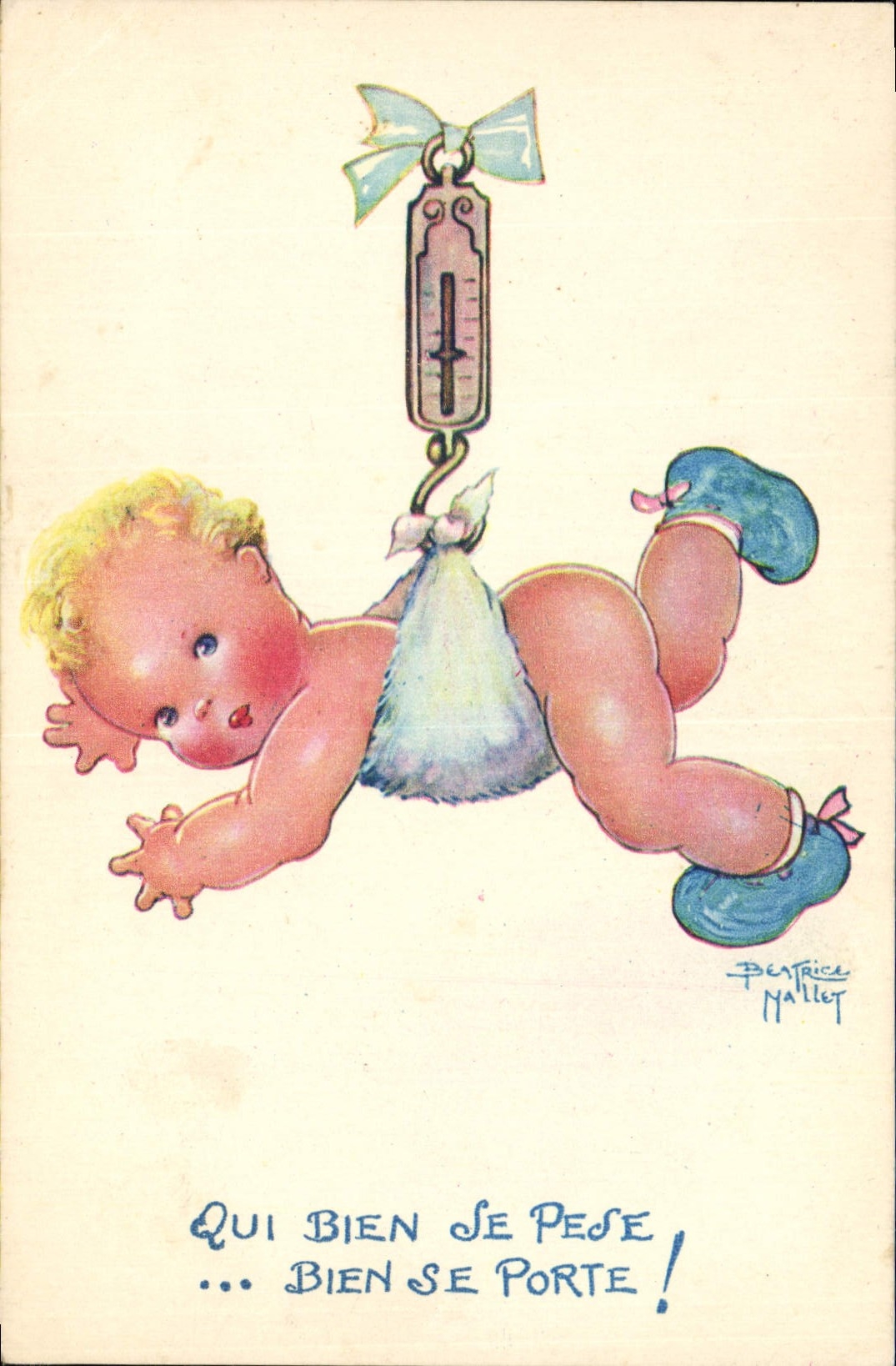Vintage Postcard Fantasy Illustrator Mallet Child
