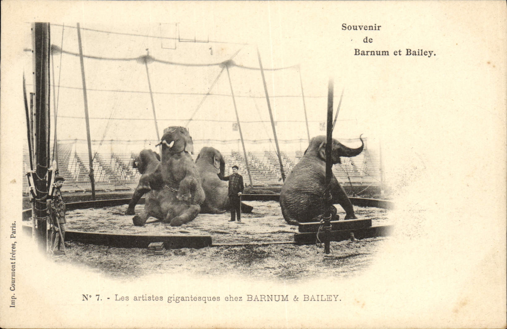 Vintage Postcard Circus Barnum and Bailey gigantic artists Elephant Elephants