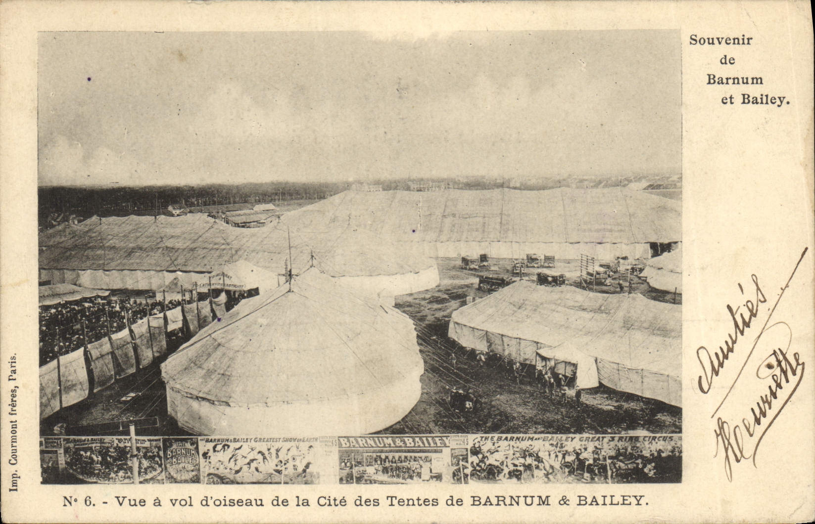 CPA Cirque Barnum et Bailey Vue a vol d'oiseau de la Cite des tentes