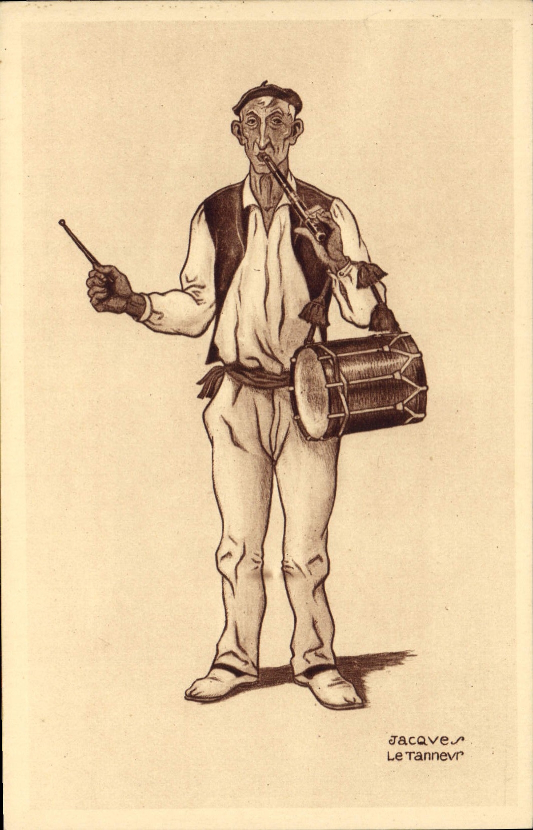 CPA Folklore Au pays Basque Joueur de Chirola Jacques Le Tanneur