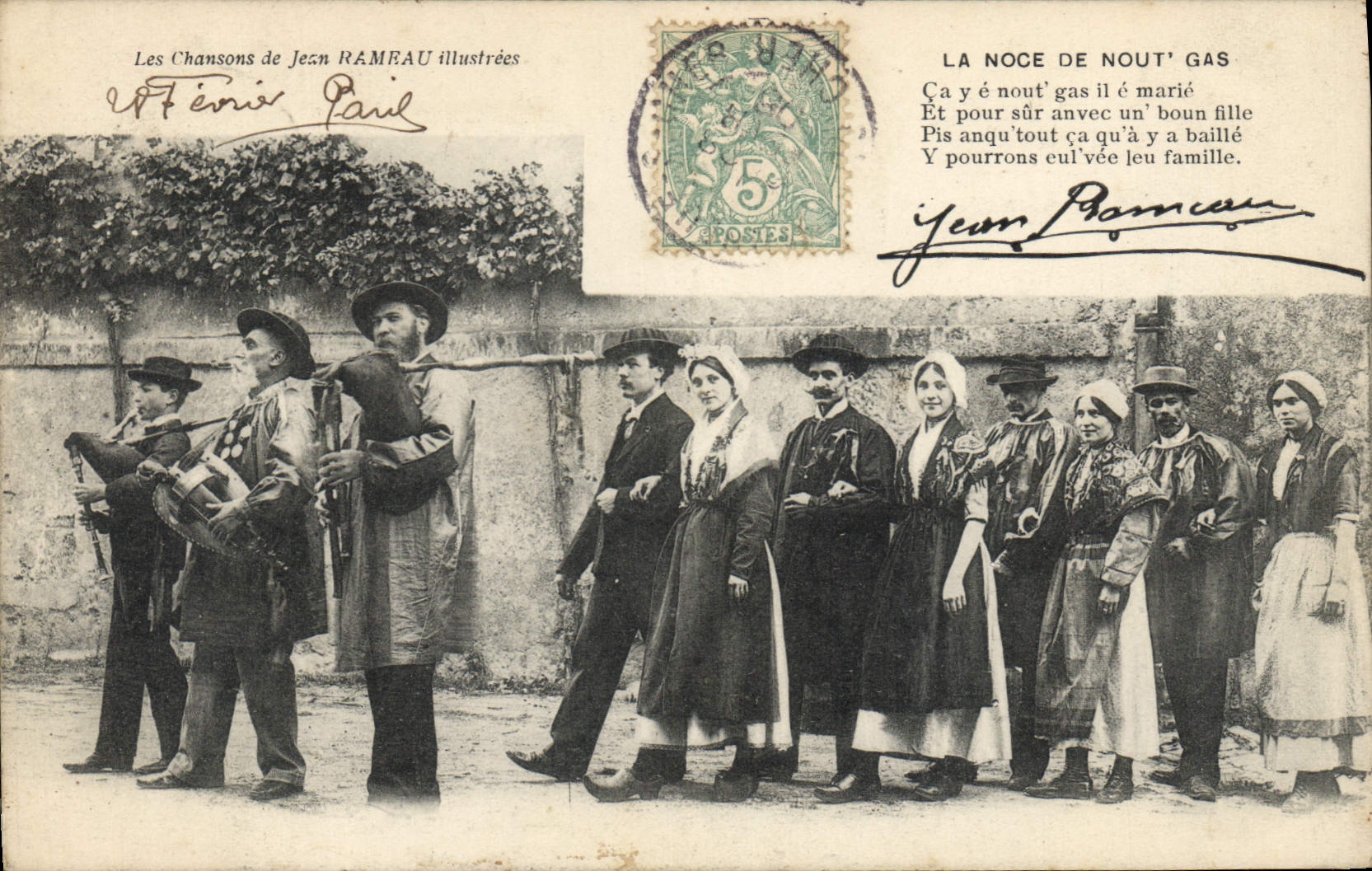 Vintage Postcard Folklore songs of Jean Branch the Wedding of nout Gas