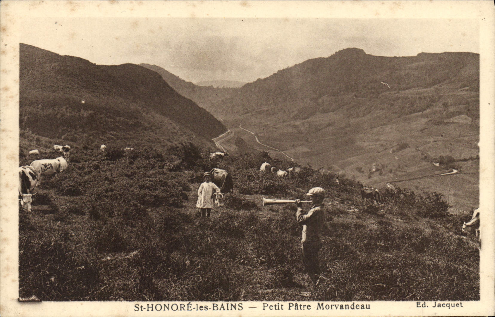 Postal Folclore St honra los Baños Pequeño Pastor Morvandeau