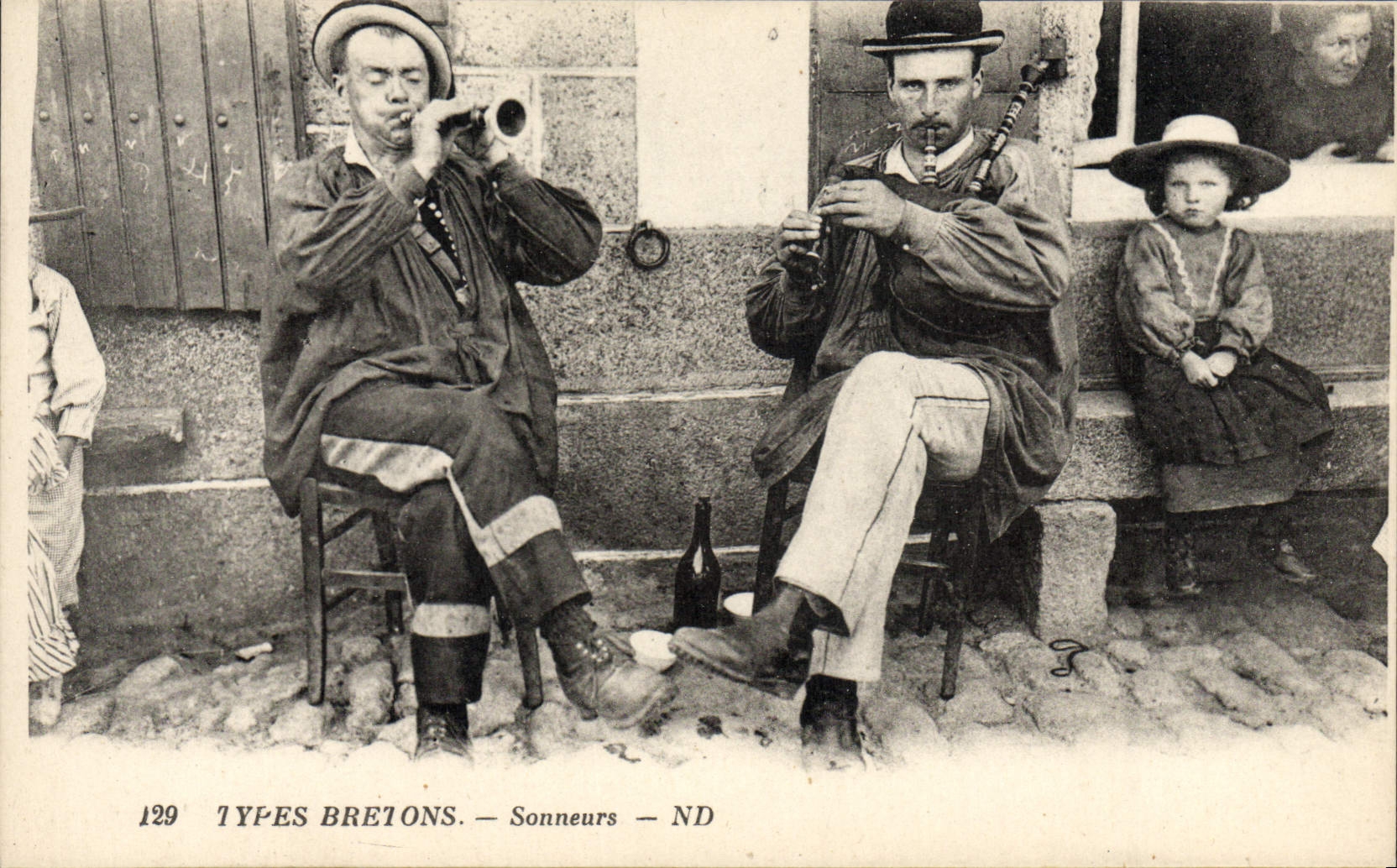 Vintage Postcard Folklore Breton Standards Bell ringers