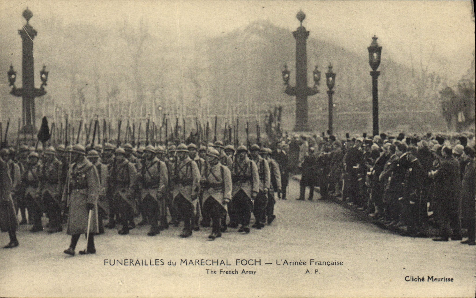 Vintage Postcard Militaria Funeral of the Foch Marshal the French Army