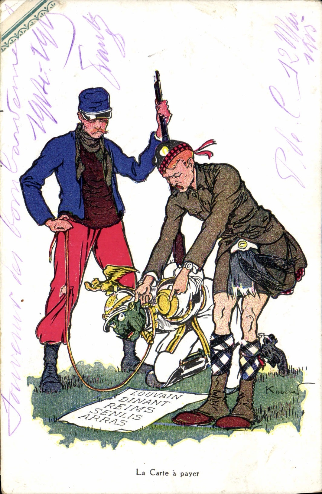 Vintage Postcard Militaria the chart has to pay Dining Leuwen Rheims Senlis Arras