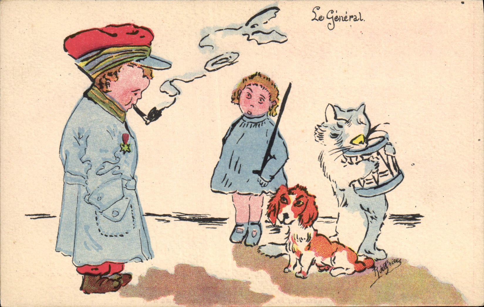 CPA Militaria Enfants orphelinat des Armees Le general Chien 