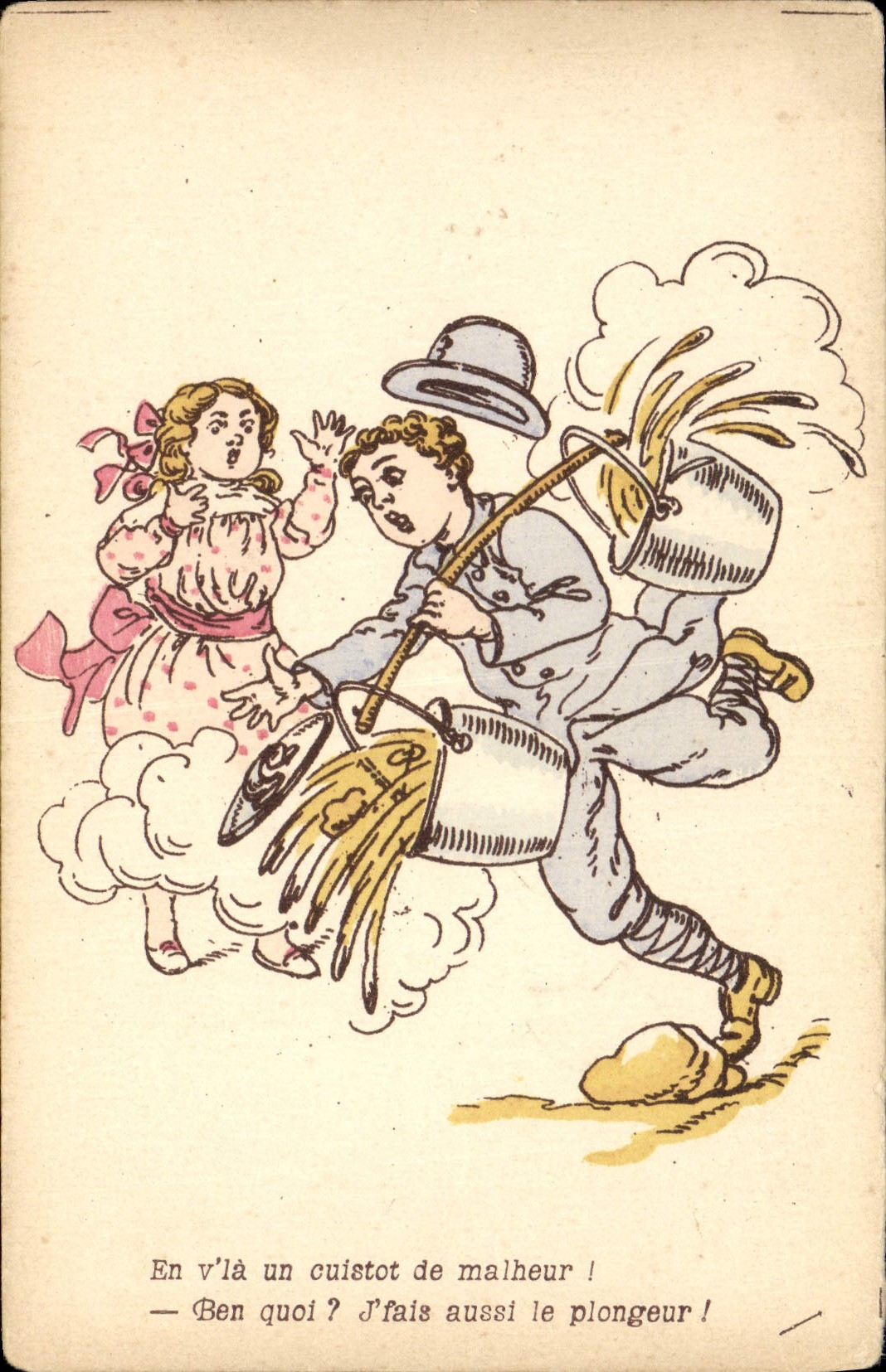 Vintage Postcard Militaria a cook of malheure