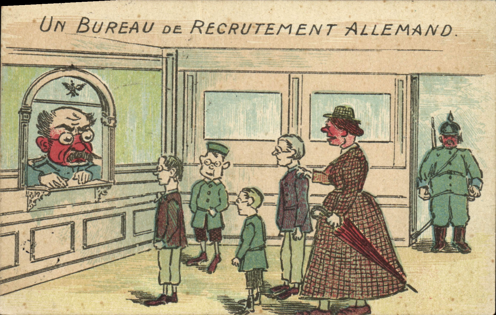Vintage Postcard Militaria an office of German recruitment