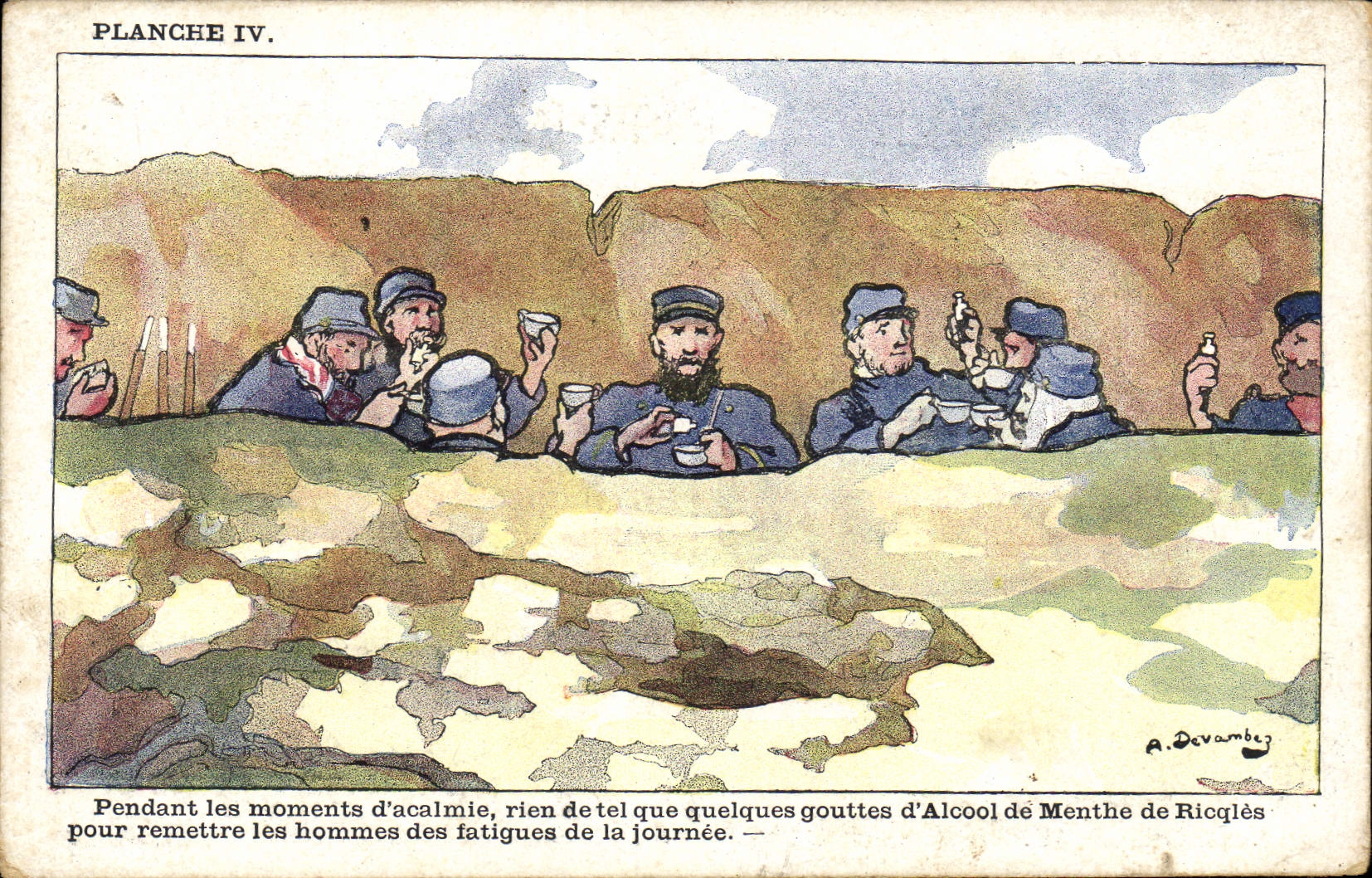 CPA Militaria Alcool de menthe de Ricqles 